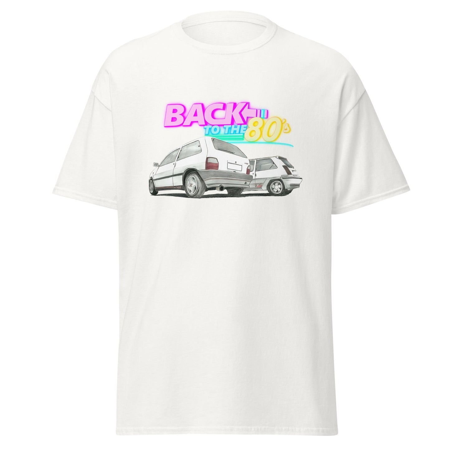 Maglietta vintage Fiat Uno Turbo vs Renault 5 GT - Le bare volanti anni ’80